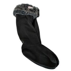 Hunter‎ Boot Socks Tall Black Faux Fur Trim M/L